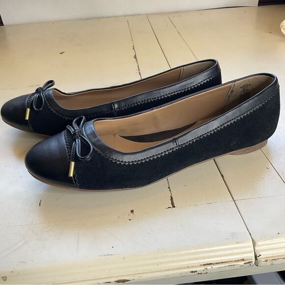 LANDS End Ballet Flats Black Suede and Leather  Size 9B - Picture 11 of 13